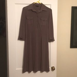 Slate-Colored Tahari Dress With Belt